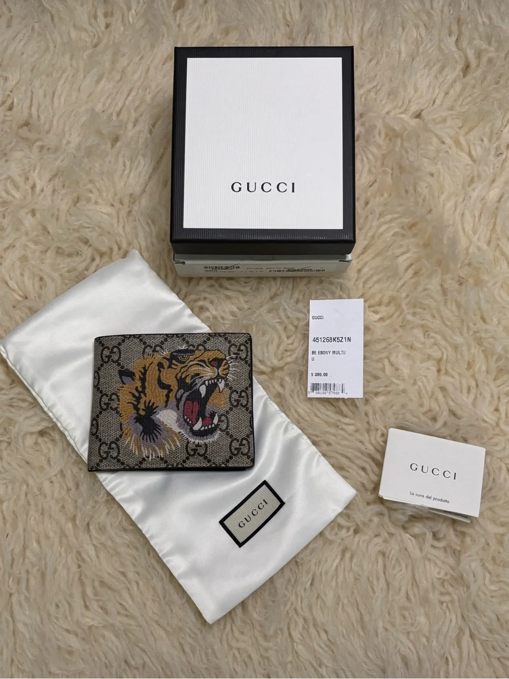 Gucci GG Supreme Wallet with Tiger - Brown/Yellow/Black
